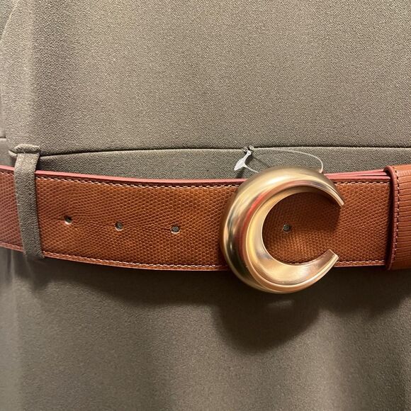 Calvin Klein Olive Dress with Brown Accent - Picture 5 of 6